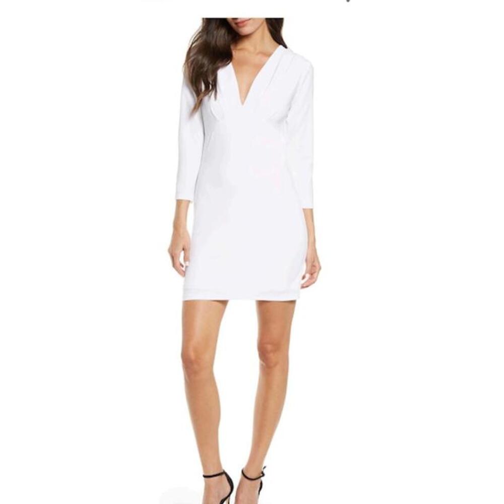 Fraiche‎ by J Women's V-Neck Dress in White - Size Medium